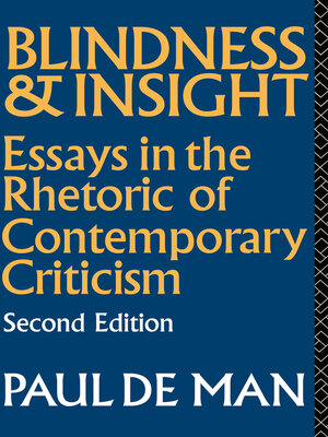 cover image of Blindness and Insight